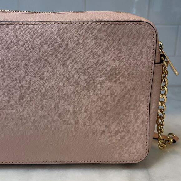 Michael Kors Bag Crossbody Purse Handbag Leather Cynthia Pink Chain Satchel Bag - Picture 6 of 16